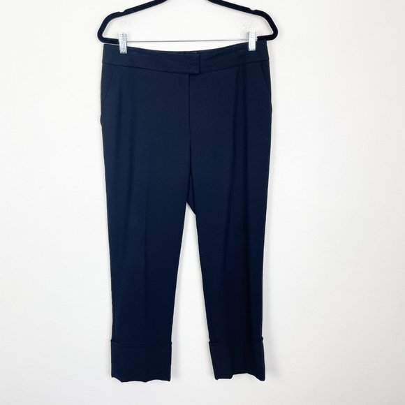 Escada Woman's 40/ US 10 Black‎ High Waisted Cropped Cuffed Career Trouser Pants - Picture 1 of 12